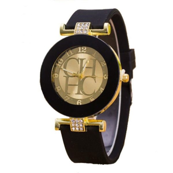 2022 New European And American Ladies Simple Design Quartz Watch, Black And White, Silicone Strap, Large Dial, Creative Fashion - 图片 5