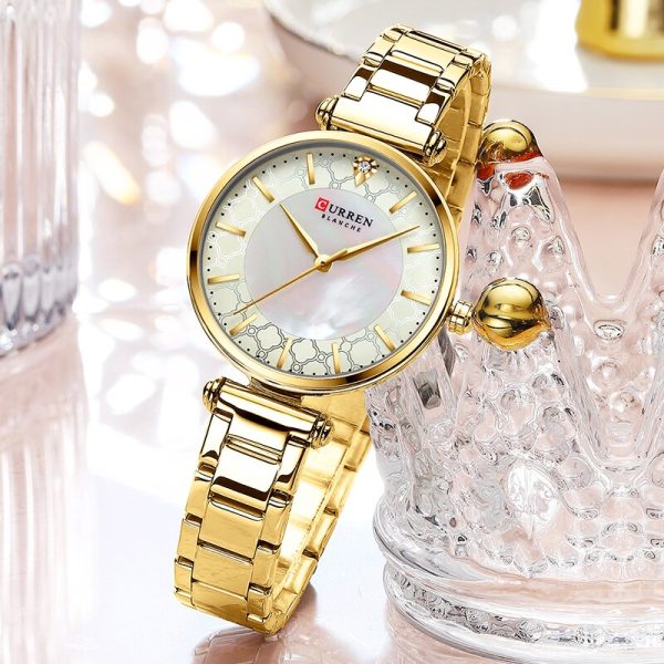 CURREN Watches Women Top Luxury Brand Blue Thin Quartz Wristwatch with Stainless Steel Band Simple Girl Clock Relogio - 图片 2
