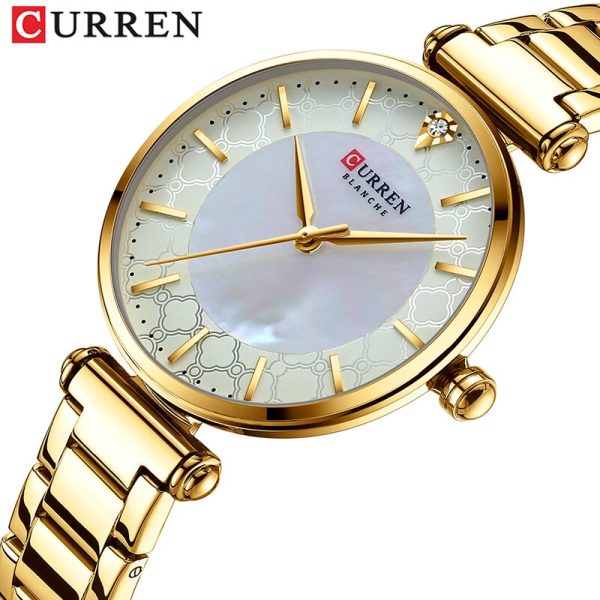 CURREN Watches Women Top Luxury Brand Blue Thin Quartz Wristwatch with Stainless Steel Band Simple Girl Clock Relogio - 图片 3