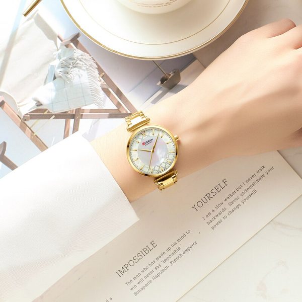 CURREN Watches Women Top Luxury Brand Blue Thin Quartz Wristwatch with Stainless Steel Band Simple Girl Clock Relogio - 图片 4