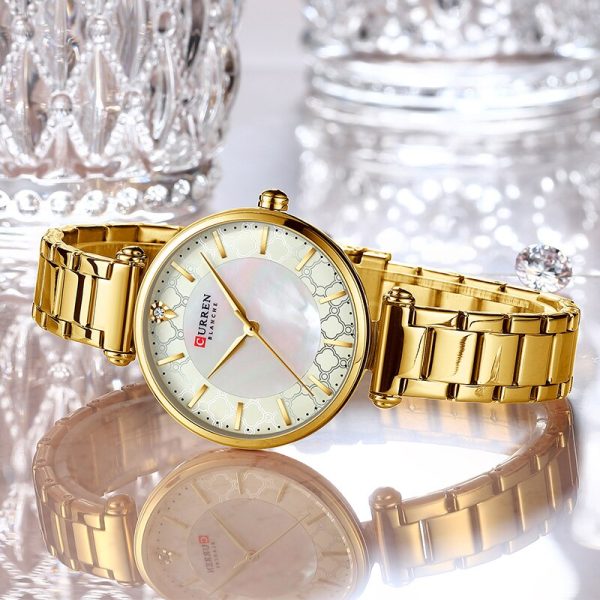 CURREN Watches Women Top Luxury Brand Blue Thin Quartz Wristwatch with Stainless Steel Band Simple Girl Clock Relogio - 图片 5
