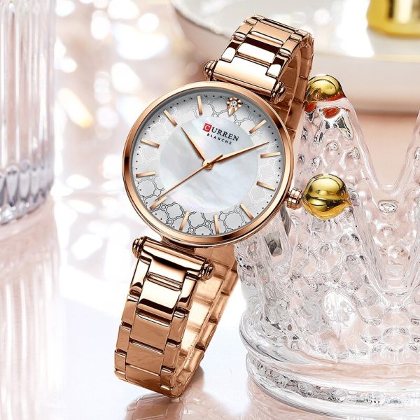 CURREN Watches Women Top Luxury Brand Blue Thin Quartz Wristwatch with Stainless Steel Band Simple Girl Clock Relogio - 图片 6
