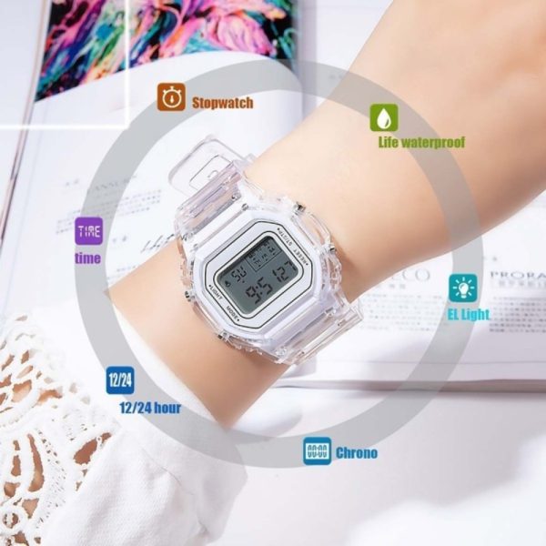 Coloful Watch Women Men Gold Casual Transparent Digital Sport Watches Lover's Gift Clock Children Wristwatch Student Reloj Mujer - 图片 2