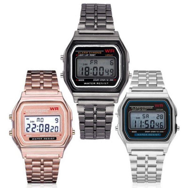 Electronic Watches Rose Gold Silver Watches Woman Men Watch Digital Display Retro Style Clock Men's Digital Wristwatches - 图片 2