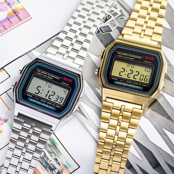Fashion Digital Men's Watches F91w Luxury Stainless Steel Link Wrist Watch Band Business Electronic Women Clock Reloj Hombre - 图片 3