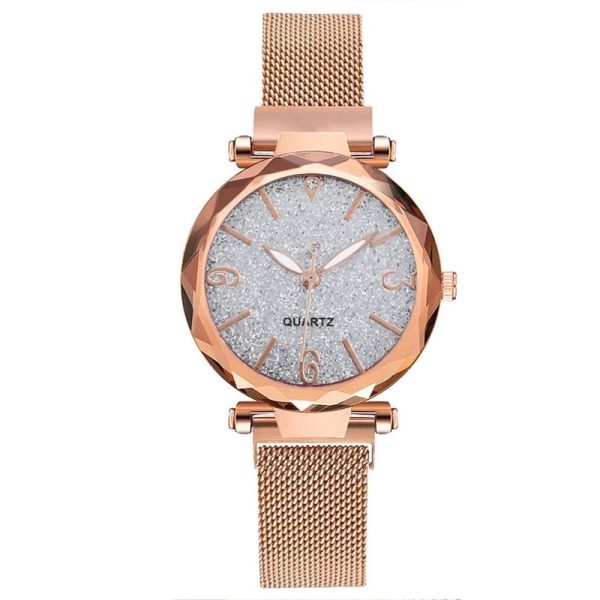 Fashion Women Grey Dial Quartz Watch Simple Rose Gold Mesh Belt Luxury Ladies Watch Relogio Feminino - 图片 5