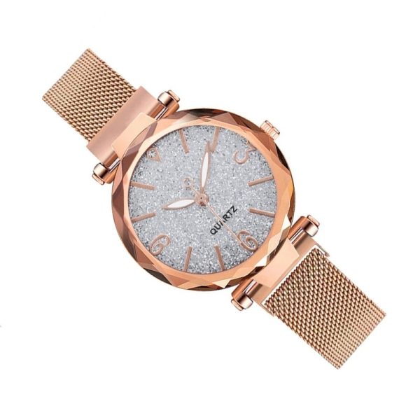 Fashion Women Grey Dial Quartz Watch Simple Rose Gold Mesh Belt Luxury Ladies Watch Relogio Feminino - 图片 6