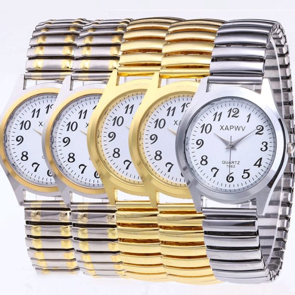 Fashion Women Men Watch Flexible Elastic Band Quartz Wrist Watch Steel Strap Couple Watch Gift - 图片 2