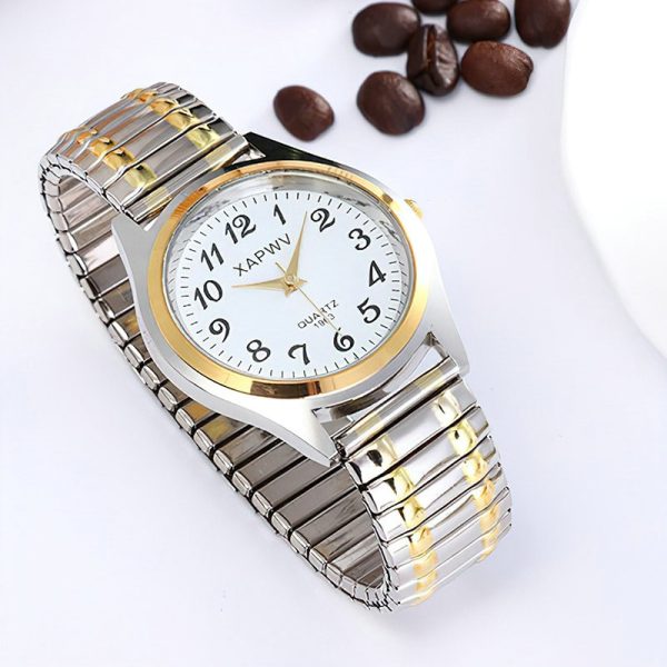 Fashion Women Men Watch Flexible Elastic Band Quartz Wrist Watch Steel Strap Couple Watch Gift - 图片 4
