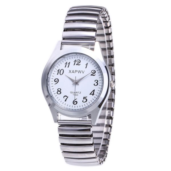 Fashion Women Men Watch Flexible Elastic Band Quartz Wrist Watch Steel Strap Couple Watch Gift - 图片 6
