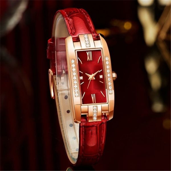 Fashion Xiaohong Strap Diamond Square Watches Women Watch Elegant Retro Women's Watch Decorative Wrist Watch - 图片 4
