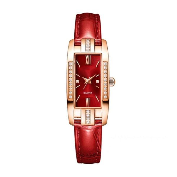 Fashion Xiaohong Strap Diamond Square Watches Women Watch Elegant Retro Women's Watch Decorative Wrist Watch - 图片 6
