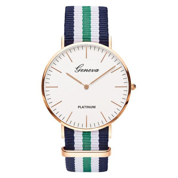 Foreign trade sales stripe cloth neutral fashion trend in wrist watch students scale contracted style quartz watch - 图片 4