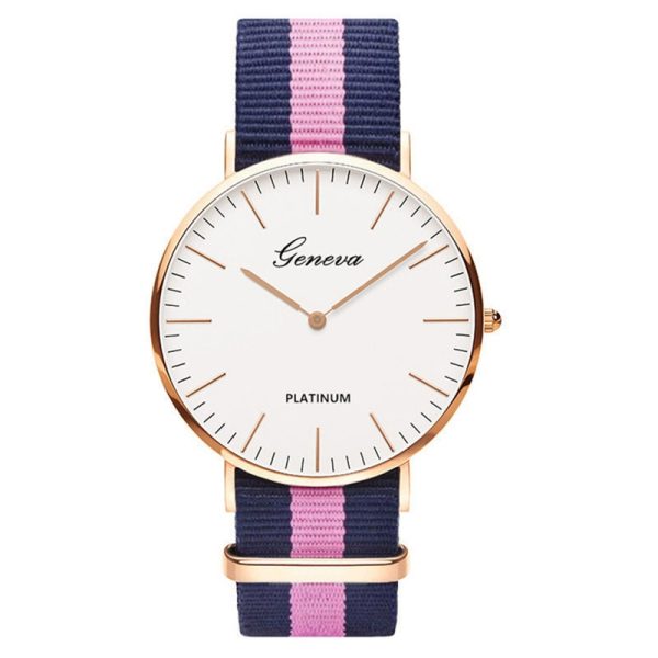 Foreign trade sales stripe cloth neutral fashion trend in wrist watch students scale contracted style quartz watch - 图片 5