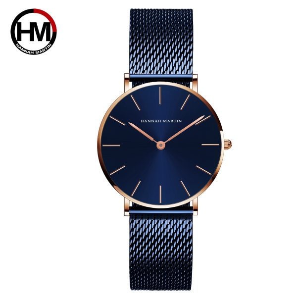 Japan Quartz Movement High Quality 36mm Hannah Martin Women Stainless Steel Mesh Rose Gold Waterproof Ladies Watch Dropshipping - 图片 5