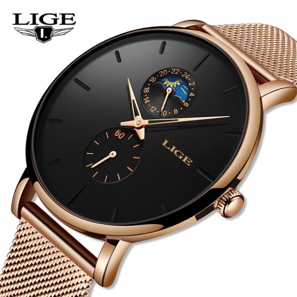 LIGE Womens Watches Top Brand Luxury Waterproof Watch Fashion Ladies Stainless Steel Ultra-Thin Casual Wrist Watch Quartz Clock - 图片 2