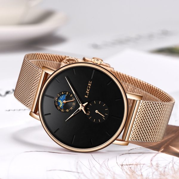 LIGE Womens Watches Top Brand Luxury Waterproof Watch Fashion Ladies Stainless Steel Ultra-Thin Casual Wrist Watch Quartz Clock - 图片 5