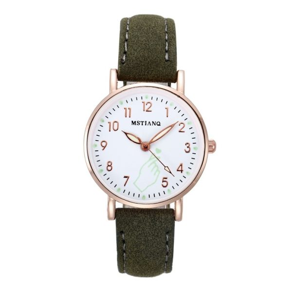 Luminous Watch Night Glowing Women Cute Leather Watches Simple Small Dial Quartz Clock Watch Wrist For Girls - 图片 6