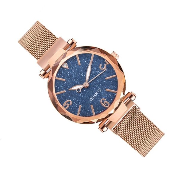 Luxury Fashion Women Blue Dial Quartz Watch Simple Rose Gold Mesh Belt Ladies Watch Relogio Feminino - 图片 6