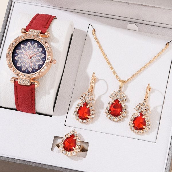 New 5pcs Set Watches Women Leather Band Ladies Watch Simple Casual Women's Analog WristWatch Bracelet Gift Montre Femme(No Box) - 图片 2
