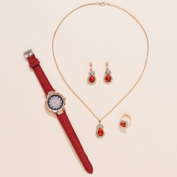 New 5pcs Set Watches Women Leather Band Ladies Watch Simple Casual Women's Analog WristWatch Bracelet Gift Montre Femme(No Box) - 图片 3