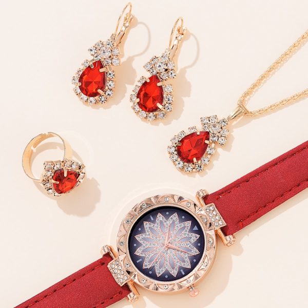 New 5pcs Set Watches Women Leather Band Ladies Watch Simple Casual Women's Analog WristWatch Bracelet Gift Montre Femme(No Box) - 图片 4