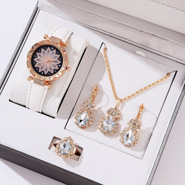 New 5pcs Set Watches Women Leather Band Ladies Watch Simple Casual Women's Analog WristWatch Bracelet Gift Montre Femme(No Box) - 图片 5