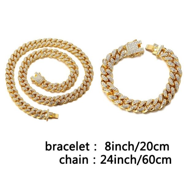 New Luxury Ice Out Diamond Watch Bracelet Necklace Men Women Miami Cz Cuban Chain Hip Hop Jewelry - 图片 3