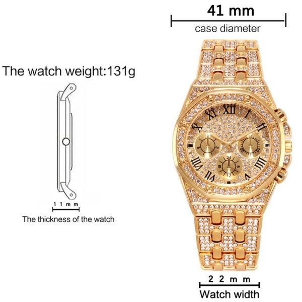 New Luxury Ice Out Diamond Watch Bracelet Necklace Men Women Miami Cz Cuban Chain Hip Hop Jewelry - 图片 4
