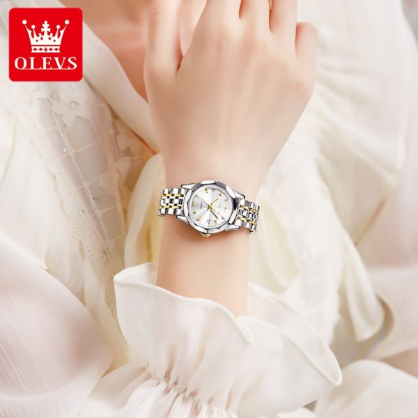 OLEVS Top Brand Women's Watches Elegant Rhombus Mirror Original Quartz Ladies Wristwatch Stainless Steel Waterproof Luminous New - 图片 3