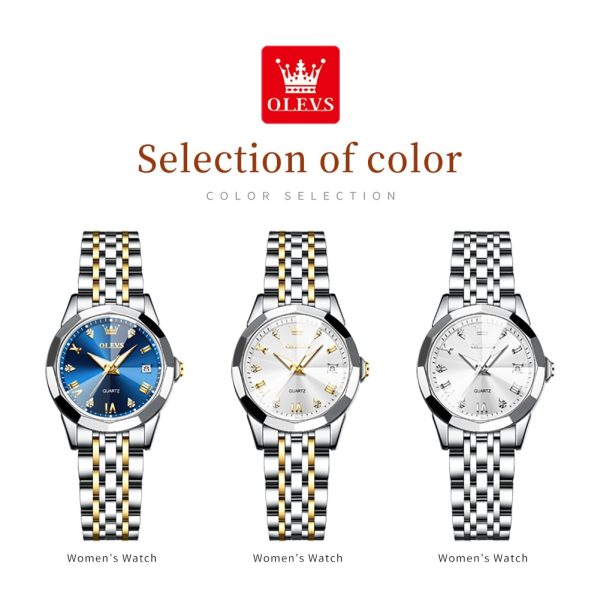 OLEVS Top Brand Women's Watches Elegant Rhombus Mirror Original Quartz Ladies Wristwatch Stainless Steel Waterproof Luminous New - 图片 6