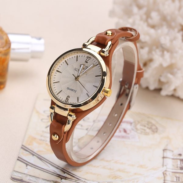 Pop 2022 Quartz Watch Women's Watch Leather Thin Strap Solid Color Fashion Women's Gift Watch Relojes Para Mujer - 图片 5