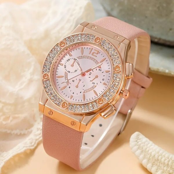 Watches Set Luxury Rhinestone Women Fashion Elegant Wristwatch Quartz Watch For Girl Ladies Clock Relogio Feminino - 图片 3