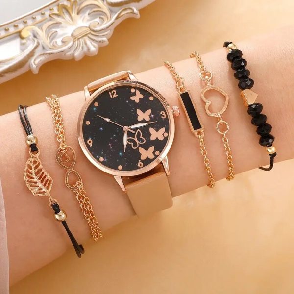 Women Fashion Casual Leather Belt Watches Ladies Starry Sky Butterfly Dial Quartz Wristwatches Dress Clock Reloj Mujer - 图片 2