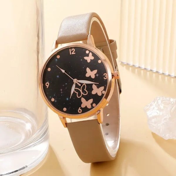 Women Fashion Casual Leather Belt Watches Ladies Starry Sky Butterfly Dial Quartz Wristwatches Dress Clock Reloj Mujer - 图片 3