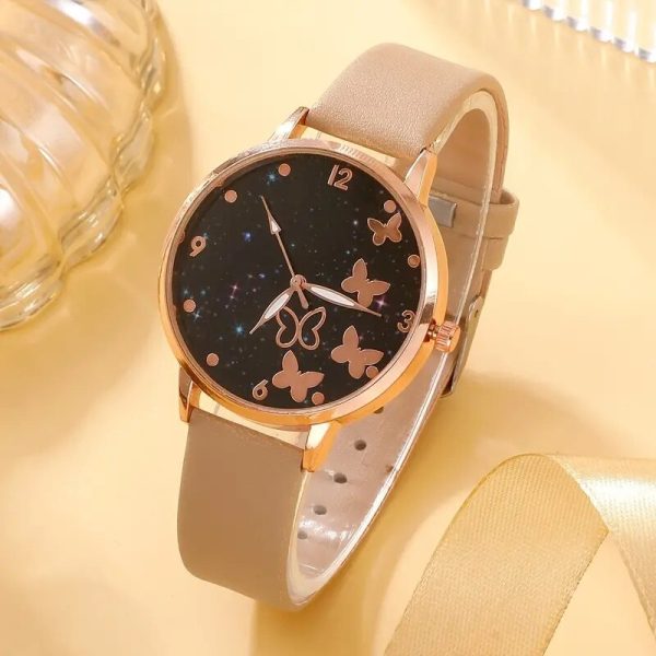 Women Fashion Casual Leather Belt Watches Ladies Starry Sky Butterfly Dial Quartz Wristwatches Dress Clock Reloj Mujer - 图片 4
