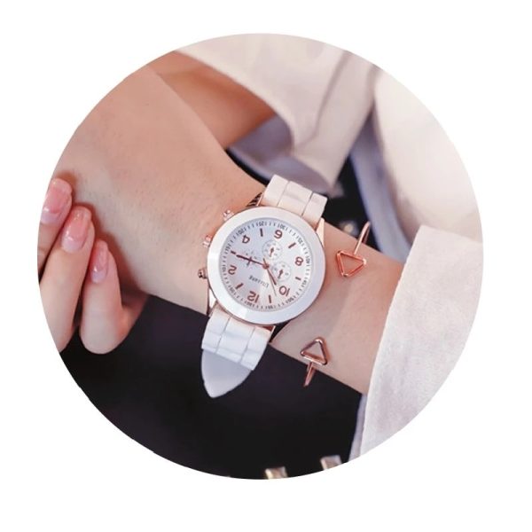 Women Watches Ultra-thin Luxury Quartz Watch Fashion Ladies Clock White Silicone Wristwatch - 图片 5