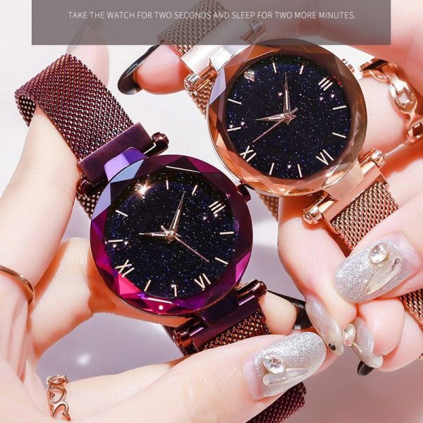 Zegarek Damski 2023 Luxury Starry Sky Women Watches Magnetic Mesh Belt Band Watch Women's Fashion Dress Wristwatch Reloj Mujer - 图片 3
